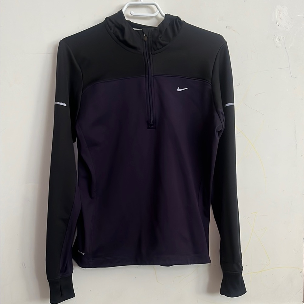 Nike Black Performance Jacket with High Collar and Reflective Accents